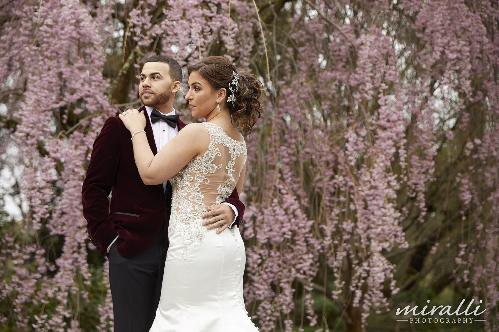 Garden Terrace at Riviera Waterfront Mansion Wedding Photos by Miralli Photography