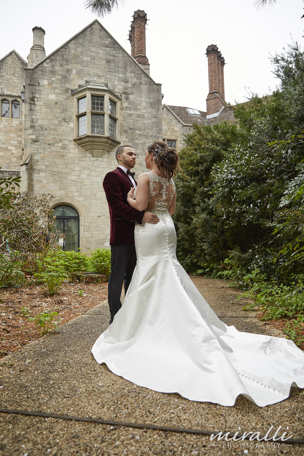 Garden Terrace at Riviera Waterfront Mansion Wedding Photos by Miralli Photography