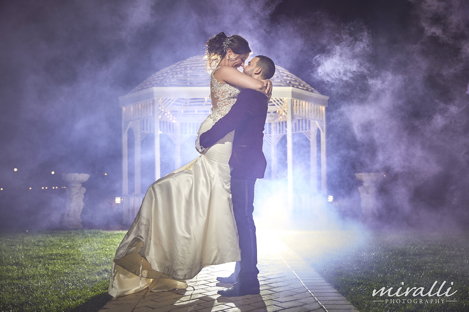 Garden Terrace at Riviera Waterfront Mansion Wedding Photos by Miralli Photography